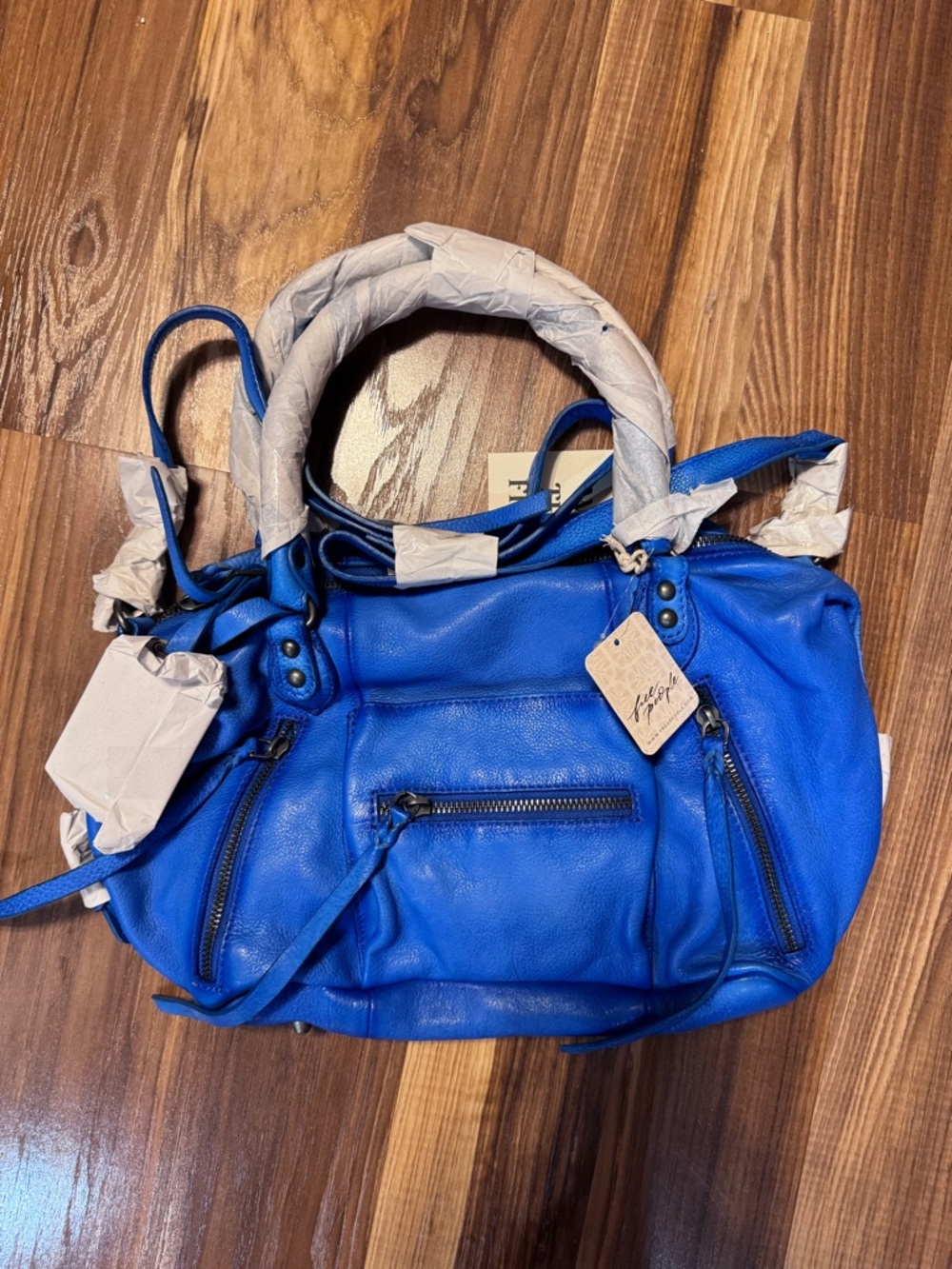 Free People Baby Emerson Sapphire Blue Leather Satchel